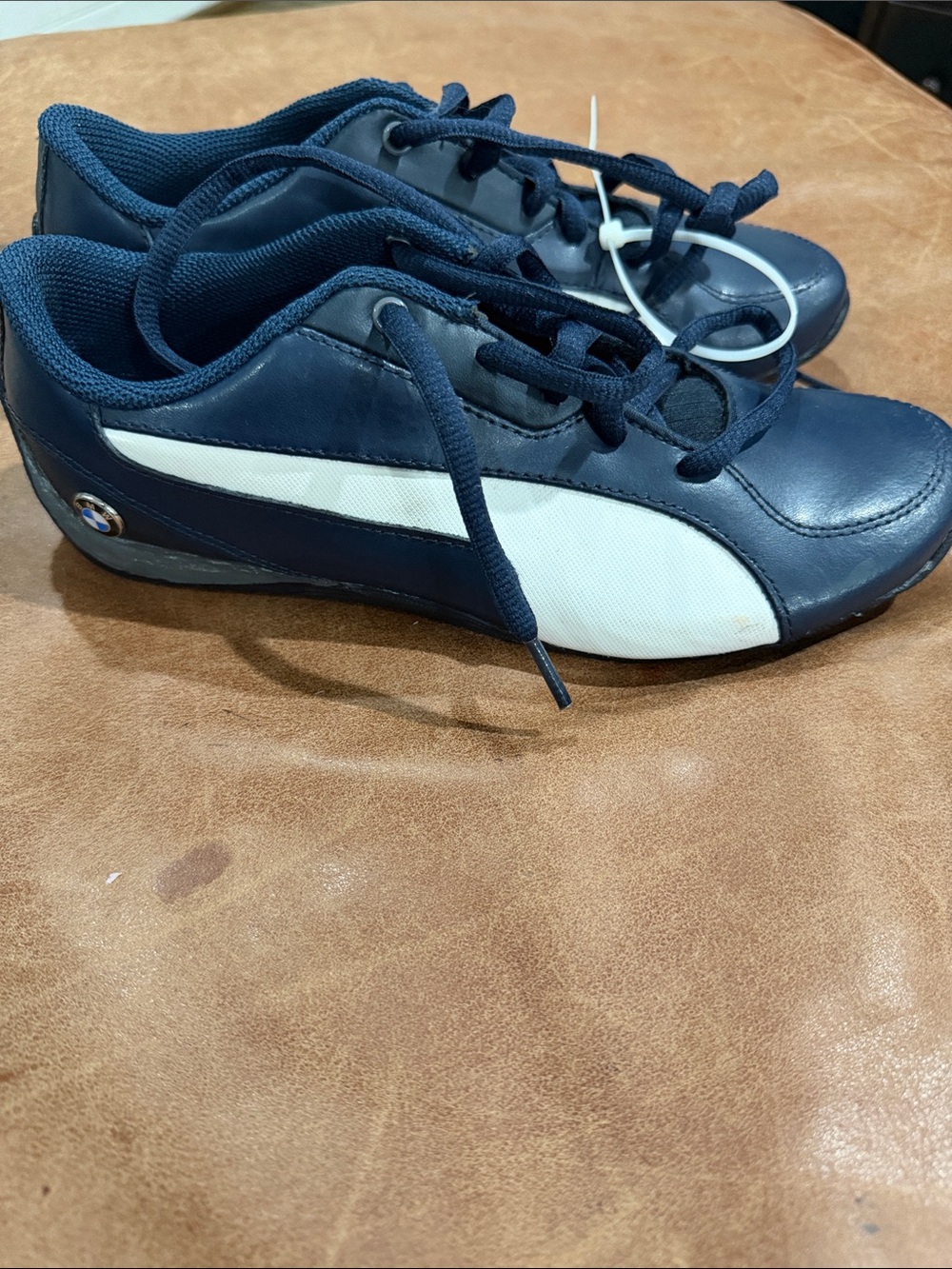 Puma BMW Navy and White Lace-Up Motorsport Sneakers